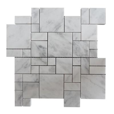 China White Italian Flooring Carrara Carrera Marble Square Mosaic Slab 2 x 2 Polished for sale