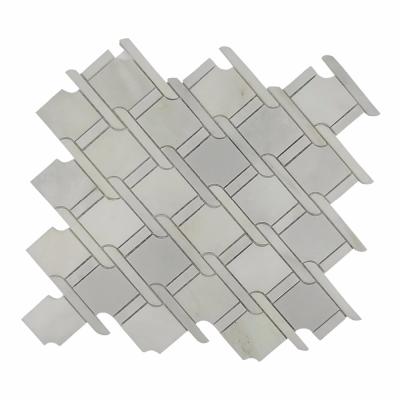 China Modern Stone Tile Water Spray Mosaic Floor Tile Design White Marble Interior for sale