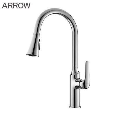 China ARROW Kitchen Mixer Taps Single Handle Pull Out Sprayer Kitchen Faucet With Sprayhead Swivel Spout for sale