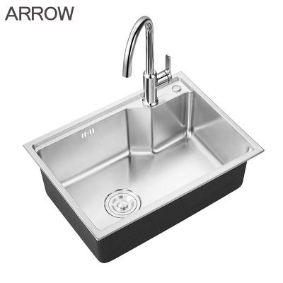 China ARROW Undercounter Sink 304 Stainless Steel Single Bowl Vanity Wash Basin Deep Kitchen Sinks for sale