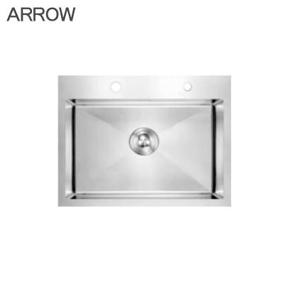 China ARROW Kitchen Sink Single Bowl SUS304 Kitchen Brushed Undermount Kitchen Sinks With Overflow for sale