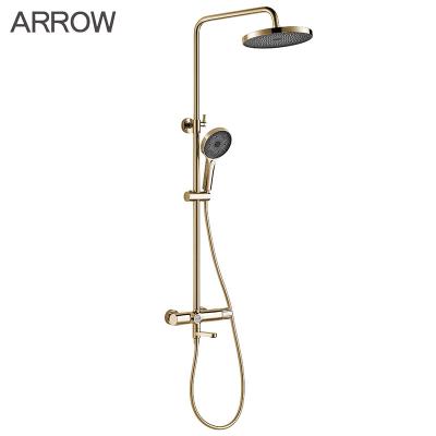 China ARROW Gold Bathroom Shower Set Modern Round Headshower 3 Function Handshower ABS for sale