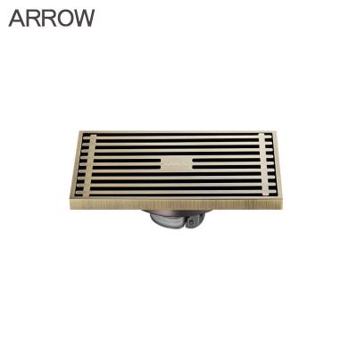 China ARROW Rectangle Floor Drain Brass Bathroom Accessories Shower Drainer Quick Drainage for sale