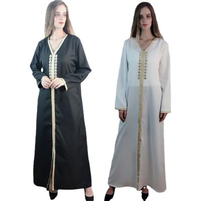 China 2022 new design latest design Dubai fashion deasigns kaftan muslim abaya ethnic elegan wholesale muslim robe long sleeve islamic clothing for sale