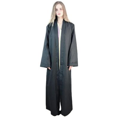 China Long Sleeve Muslim Dress 2022 New Design High Elastic Waist Printed Loose Dress With Long Sleeve Big Edge Women Chiffon Full Striped Muslim Abaya Dresses for sale