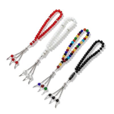 China Other Manufacturer Design Cheapest 8mm Mixed Colors Religious Muslim Imitation Pearl Rosary Necklace 2022 New Manufacturer for sale