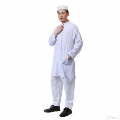 China Two pieces for 2022 high quality muslim men's clothing fashion burst muslim style and malaysia thobe men's clothing baju muslim melayu for sale