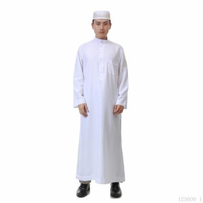 China Two pieces for 2022 Muslim men's pure color pure color liturgical vestments Arab Muslim long robes washed Qatari long robes cashmere robes for sale