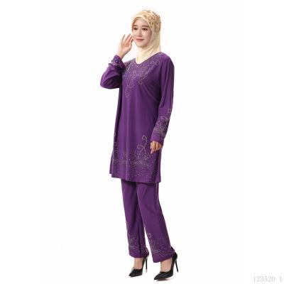 China Muslim Women's Costume New Long Sleeve Dress 2022 Muslim Women's Long Sleeve Islamic Worship Two-piece Dress Palestinian Dress Muslim Women's Dress for sale