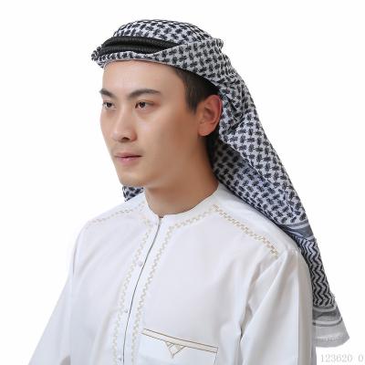 China 2022 Style Dubai Headwear Men Shemagh Headscarf Muslim Casual Arabic Long Neck Wrap Head Cover Turban for sale