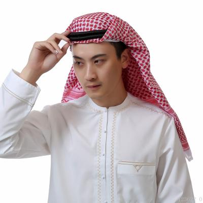 China Dubai Islamic Saudi Arab Traditional Costumes Masar Turban Eco-friendly Muslim Men's Clothing Man Hat Plaid Prayer Scarf Head Scarf for sale