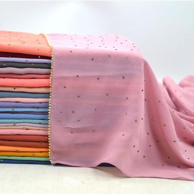 China New 2022 Soft Smooth Diamond Chain Chiffon Bead Chain Diamond Smooth Feeling Long Ironed Scarf For Lady for sale