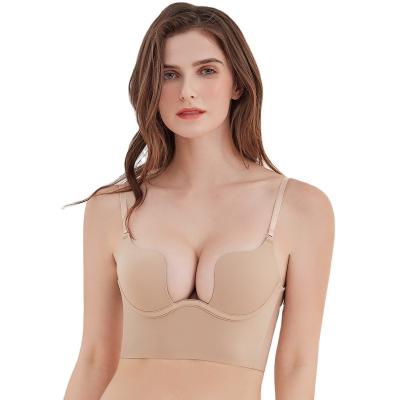 China Sexy Seamless Fashion Women Underwire U-Back Beauty Small Boobs Push Up Bra Padded Cups Lingerie Backless Bra For Women for sale