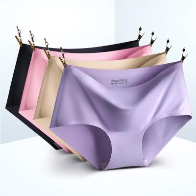 China Mid Waist Seamless Panties Women Sexy Breathable Panties Ladies Ice Silk Underwear for sale