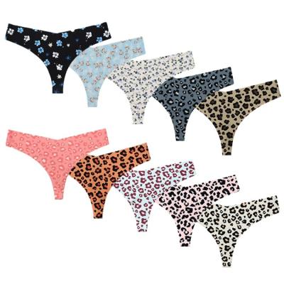 China New Leopard Print Breathable Seamless Custom Thongs Training Womens G-STRING Ladies Underwear Comfortable Low Waist Panties for sale