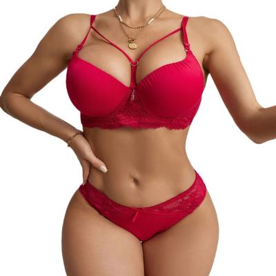 China Seamless Lace Underwear Female Underwire Sexy Suit Gathers Women Bra Panty Set Summer Style Thin Panties And Bra Brief Set Wholesale for sale