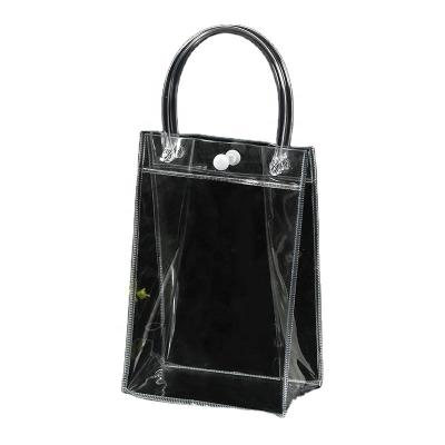 China 2022 Recyclable New PVC Transparent Soft Gift Tote Packaging Bags With Hand Buckle Clear Plastic Handbag Cosmetic Bag for sale