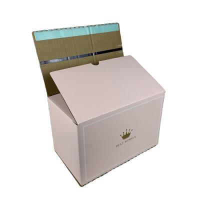 China Recyclable Custom Logo Zipper Box Zipper Packaging Pink Corrugated Top Gift Box for sale