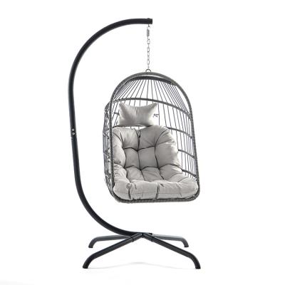 China Modern Willsoon Modern Furniture Rattan Egg Swing Hanging Chair With 78 Inch Gray Stand for sale