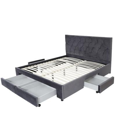 China Willsoon Furniture 1406D New Store Modern King Double Single Size Upholstered Storage Bed Wooden Frame With Storage for sale