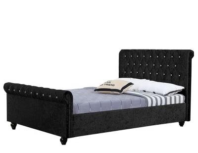 China King / Queen Tufted Willsoon Furniture 1366 Crush Velvet Fabric Chesterfield Sleigh Beds For UK Market for sale