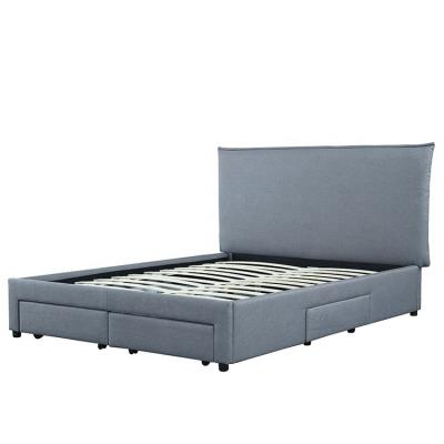 China New Storage Willsoon Furniture 1439D Store Linen Fabric Super Soft Upholstered Double Bed With Four Drawer Storage for sale