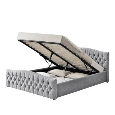 Cina Storage Willsoon Furniture 1173G Linen Fabric Upholstered Ottoman Gas Lift Storage Fabric Queen Size / Queen Size Bed in vendita