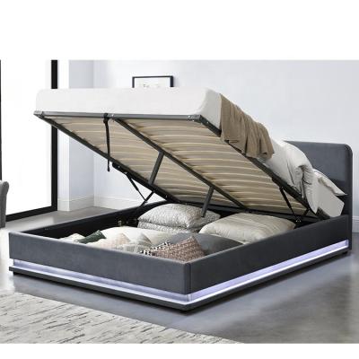 China Storage Willsoon Furniture 1467-1 Ottoman Lift Storage LED Leather Bed en venta