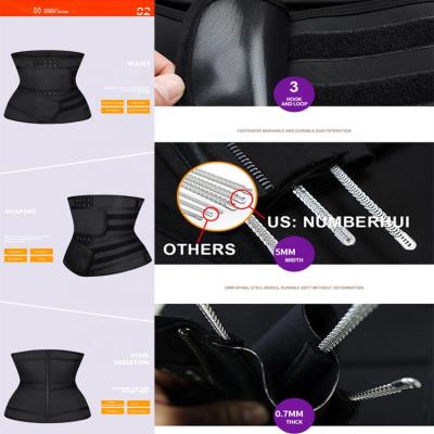 China Numberhui Antibacterial Muslo Logo Thick High Quality Torso Grasped Faja Suana Nuder Seller Traners Seamless 3 Straps Waist Trainer For Women for sale