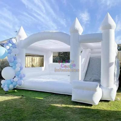 China Commercial grade indoor and outdoor white jumper big entertainment bounce house bouncy castle with slide for wedding party for sale