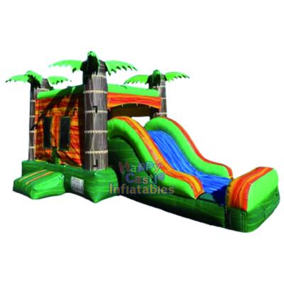 China Indoor&Outdoor Tropical Palm House Inflatable Water Slide Inflatable Combination Bouncy Bouncing Castle With Slide For Adults for sale