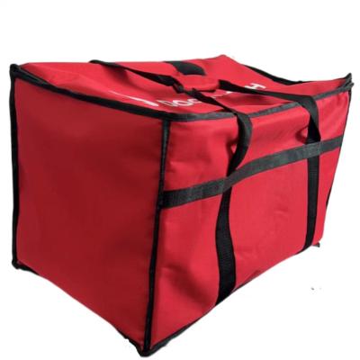 China Waterproof Red Dash Box Door High Density Polyester Webbing Handles Insulation Thickened Cooler Bag For Pizza Burger Takeout Delivery for sale