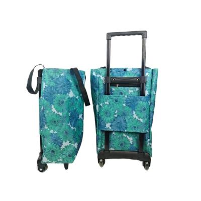 China Wheels Wholesale Lightweight Collapsible Folding Wheeled Shopping Trolley Bag Grocery Shopping Cart With Wheels for sale