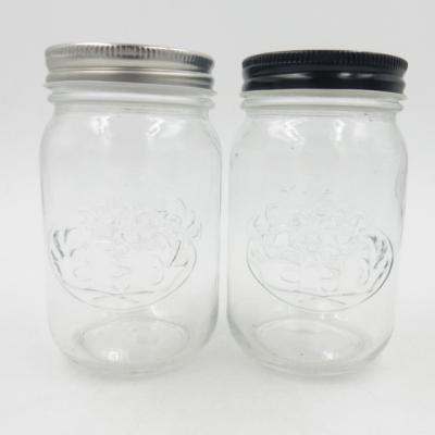 China High Quality Viable Shape Wide-Mouth Glass Ball Mason Jar Without Handle With Embossed Logo for sale