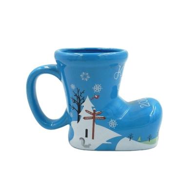 China Sustainable Christmas Booty Ceramic Mug With Different Color And Design for sale