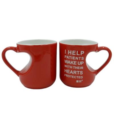 China Viable Custom Printed Couples Personalized Love Red Travel Mug Ceramic Coffee Mug for sale