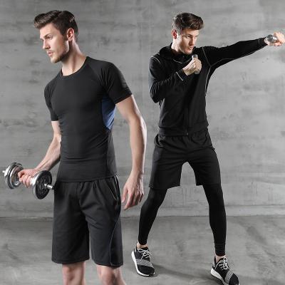 China Summer Breathable Sportswear Set Mens Sports Suits Casual Short Sleeve Sportswear Quick Dry Fitness Training Common Wear Sets for sale