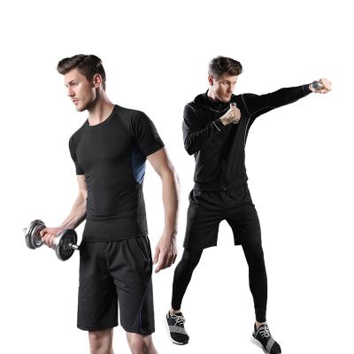 China Men's Breathable Quick Drying Sports Fitness Running Wear Sweat Wicking T-Shirt High Stretch Shorts Sleeve Training Wear Sets for sale