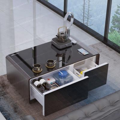 China 2021 Newest Style Convertible Mini Fashionable Populared Smart Coffee Table With Refrigerator Wireless Charger Add Ice Water Boil Water for sale