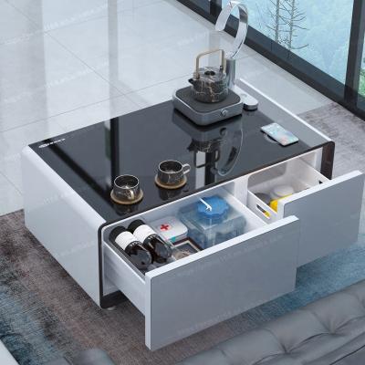 China Simple European Style Living Room Furniture Metal Coffee Table Dual USB Chargers With Fridge Charger Wireless Boil Coffee for sale