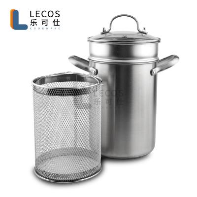 China Viable 16cm/18cm Kitchen Casserole Set Cooking Pots Drip Pan Strainer Filter Pasta Pot Stainless Steel Asparagus Pot for sale