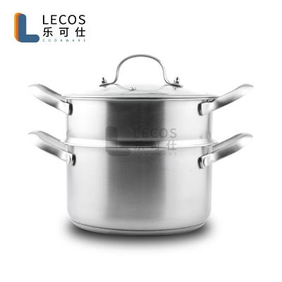 China Sustainable Factory Selling Stainless Steel Soup Steamer Cooking Pot And Stock Induction Bottom Pots Set With Lid for sale