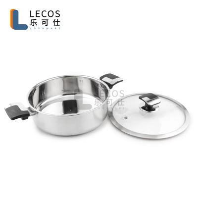 China Wholesale Custom Hot Pot 4.5QT Two Side Handle Stainless Steel Casserole Sustainable With Glass Lid for sale