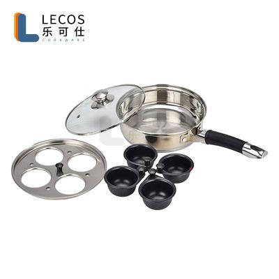 China Non Stick 4 Egg Cup 6pcs Stainless Steel Egg Poachers Non Stick Portable Cooker Viable Pan for sale