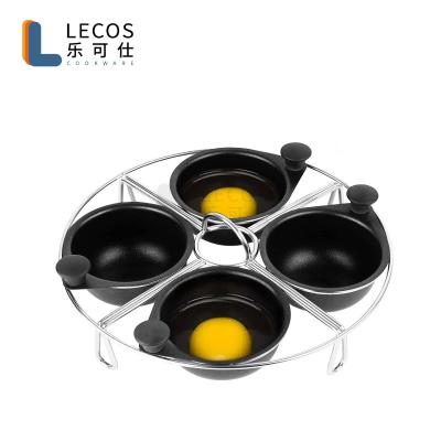 China Factory Supply Sustainable Aluminum Stainless Steel Egg 4cups Poacher Non Stick Pan Set For Kitchenware for sale