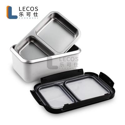 China High Quality Sustainable Stainless Steel Lunch Box With Separate Layer Bento Box Food Packaging PP Plastic Locked Lid for sale