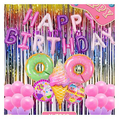 China Birthday Party Candy Sweat Themed Birthday Party Decoration Food Donuts Cake Ice Cream Lollipop Shaped Balloons For Girls Kids Party Decor for sale