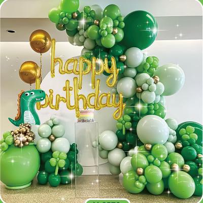 China Different Size Birthday Party Green Balloons Arch Kit With Gold Birthday Letters Banners For Kid's Party, Balloon Garland Latex Kits For Boys for sale