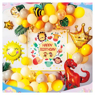 China Yellow Balloons Birthday Party Theme Party Decoration Kit Bees Star and Inflatable Crown Foil Balloons for Kids Boys Girls Birthday Party for sale