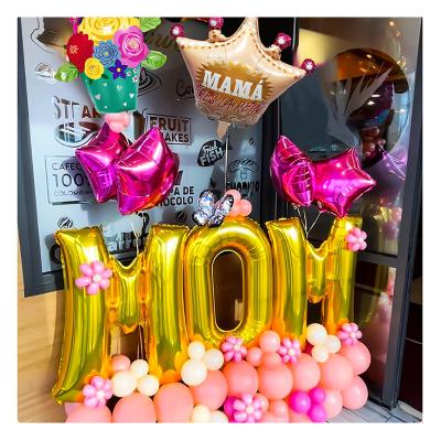 China Celebrate Mother's Day Chinese Factory Wholesale Mother's Day Balloons with Gold Foil Mom Balloon, Crown and Star Balloon for sale